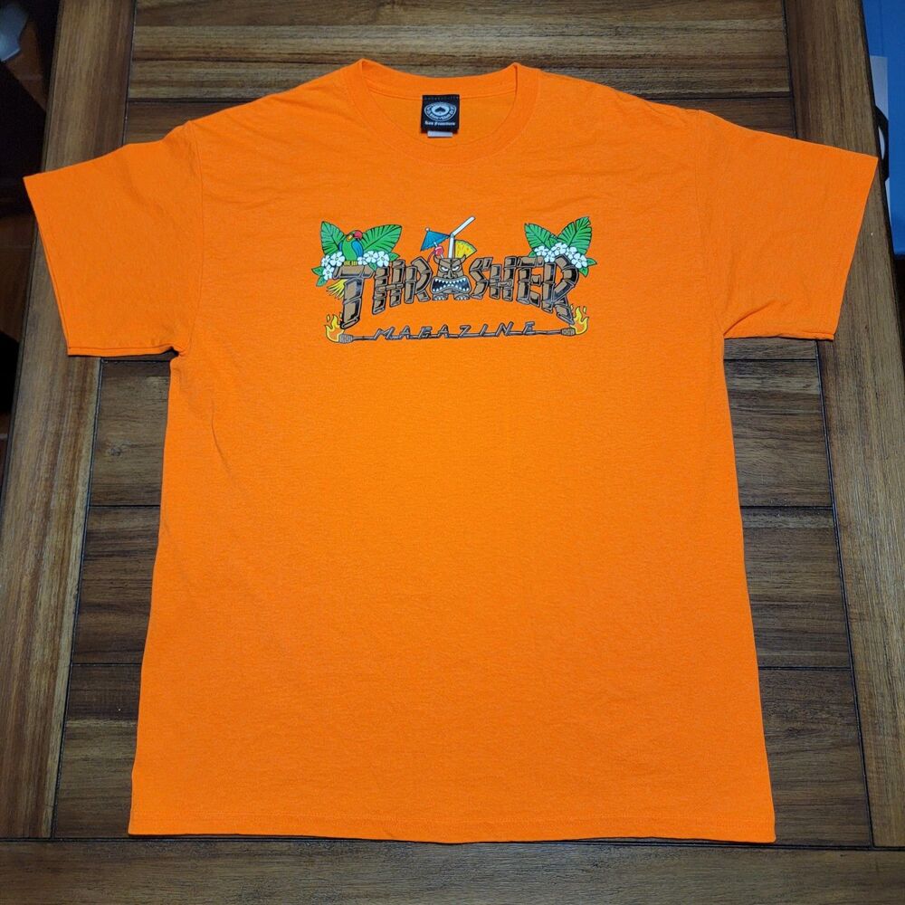 Thrasher Magazine SS Orange Unisex Tee Tropical Thrasher - Size Large